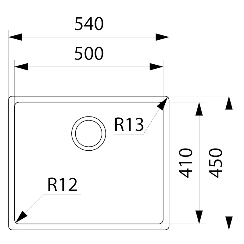 Franke Bolero BOX210-50 500mm Single Bowl Sink - Stainless Steel