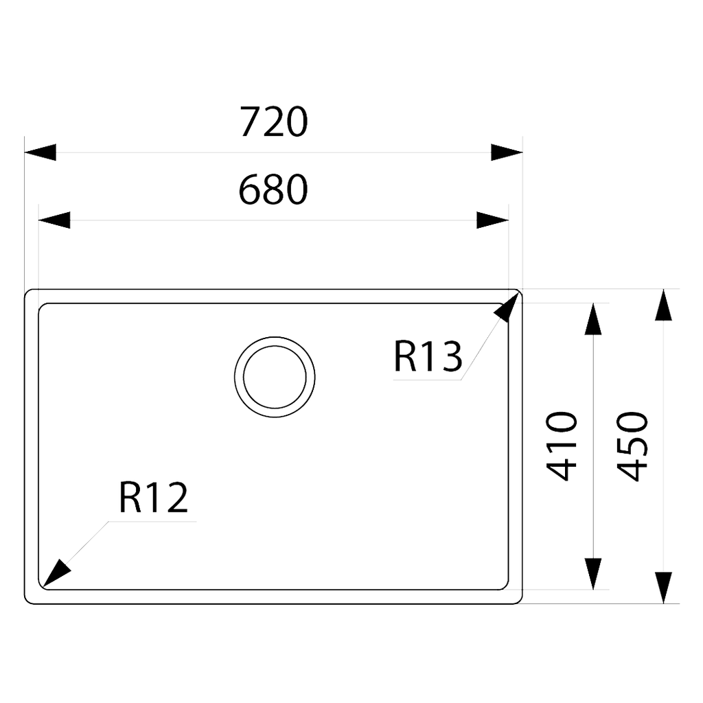 Franke Bolero BOX210-68 680mm Single Bowl Sink - Stainless Steel - BOX21068