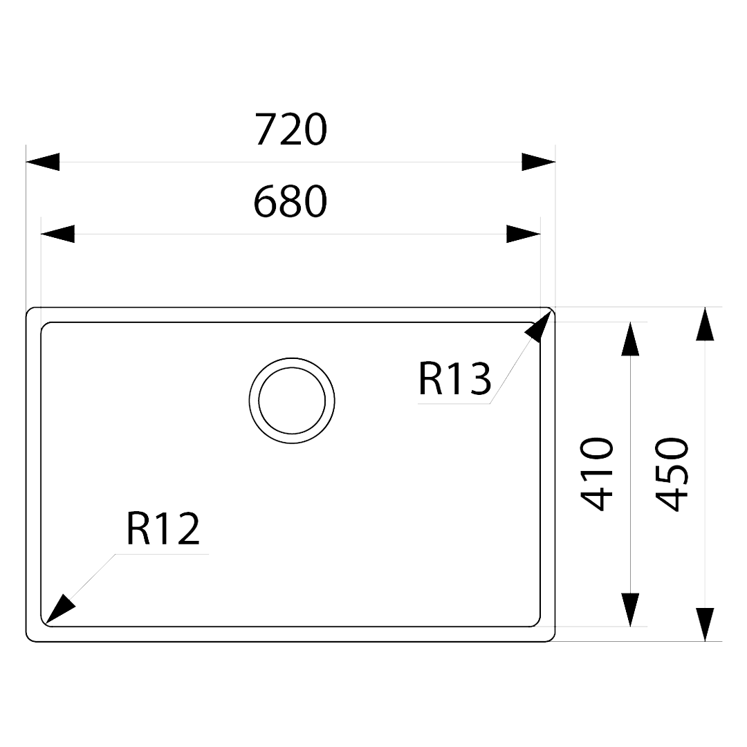 Franke Bolero BOX210-68 680mm Single Bowl Sink - Stainless Steel - BOX21068