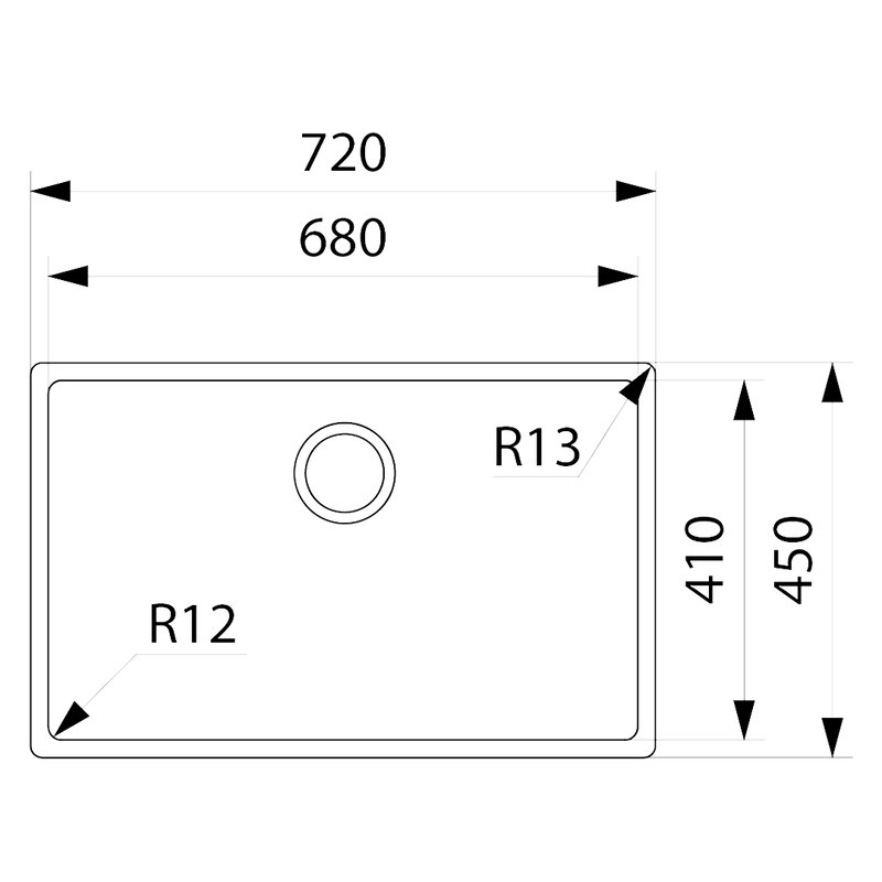 Franke Bolero BOX210-68 680mm Single Bowl Sink - Stainless Steel