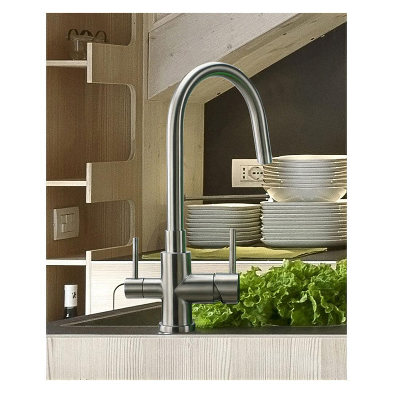 Zip 3 Way Filtered Mixer Tap - Brushed Stainless Steel | 94574