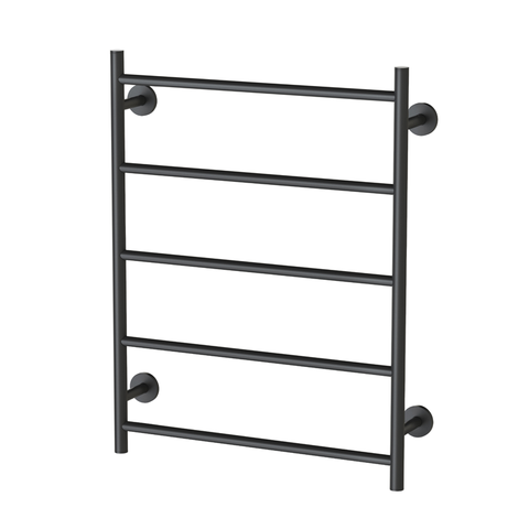 Phoenix Radii 240V Heated Towel Ladder 550x740 Matte Black Round Plate