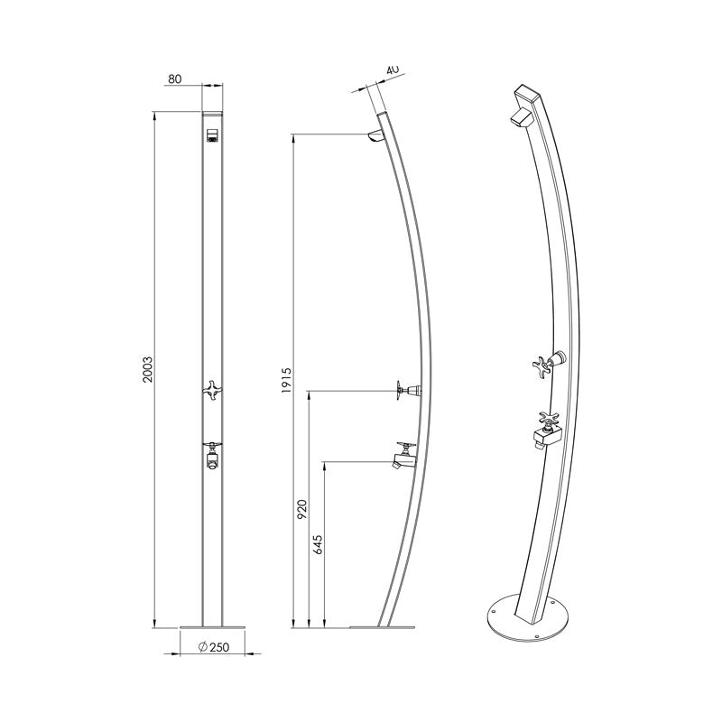 Rainware Noosa Freestanding Pool Shower-Cold + Footwash Spec