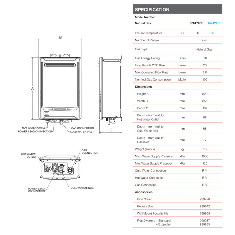 Rheem Metro Max 26 Continuous Hot Water System Specification