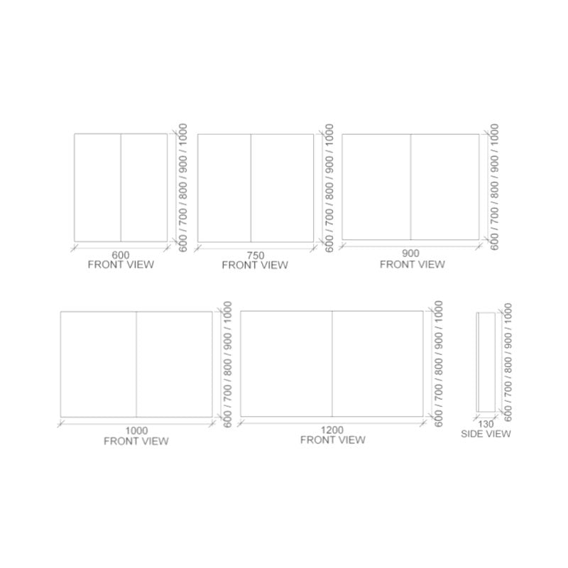 Rifco Overlay Standard 800 High Shaving Cabinet Double Door Spec