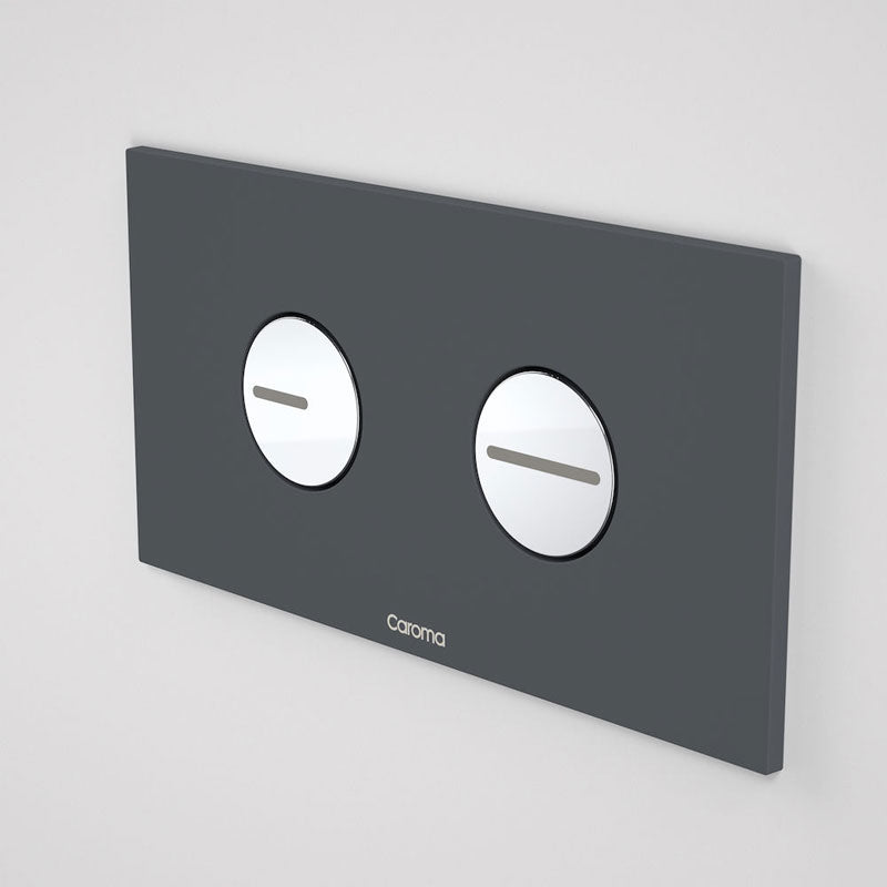 Caroma Invisi Series II® Round Dual Flush Plate & Buttons - Dark Grey - 237010DG