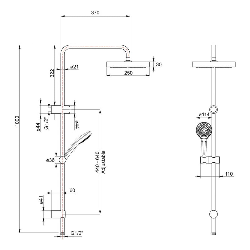 Villeroy & Boch Embrace 250 Shower System - Brushed Nickel