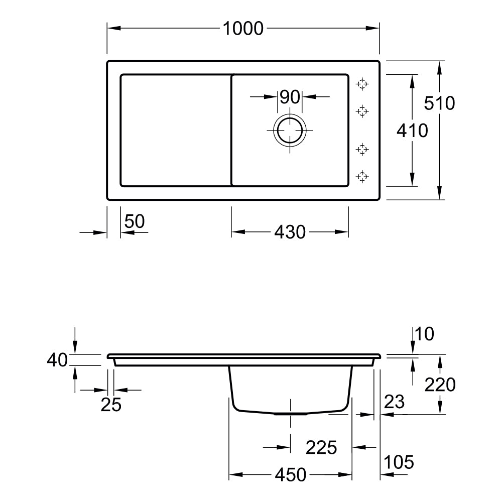 Villeroy & Boch 60 1000 Sink with Drainer - Alpine White - 679001R1CB
