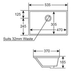 Argent Zen Neu 535 Under Counter Basin - No Tap Hole Gloss White - U6052