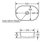 Argent Grace Neu 520 Oval Above Counter Basin - Matte White - V1052MW
