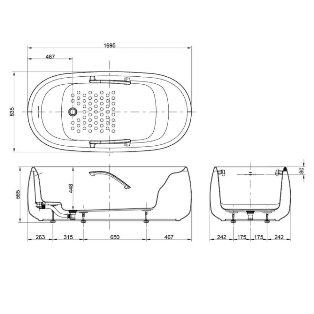 TOTO Galalato Reinforced Marble Free Standing Bathtub with Chrome Hand Grips - Matte White - PJY1744WHPWE#GW