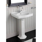 Turner Hastings Claremont 58 x 45 Pedestal Basin - Gloss White - 3 Tap Holes - CL582BP-3TH