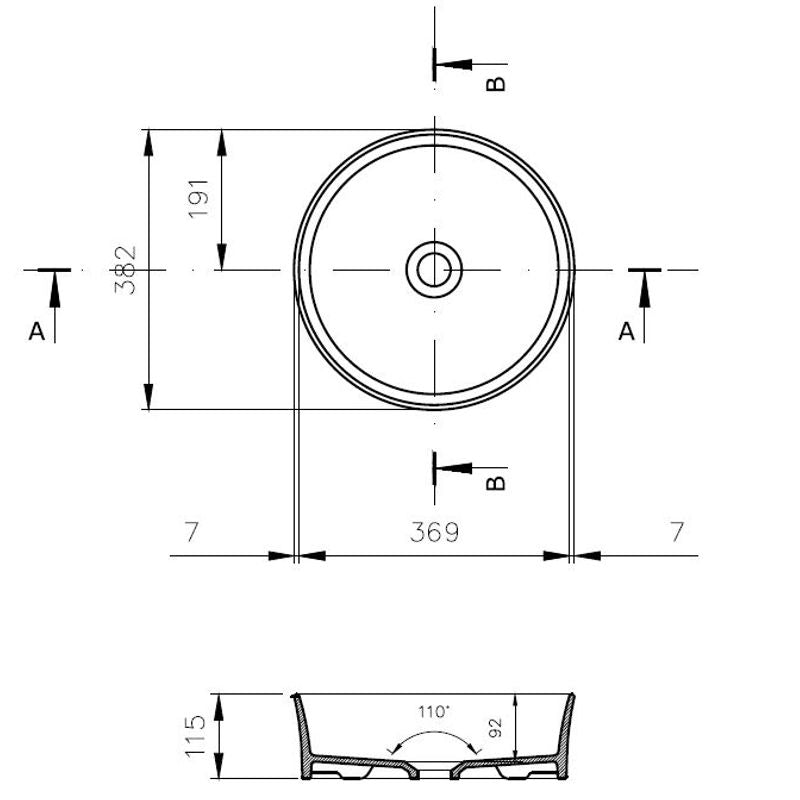 Turner Hastings Fino Round 382 Above Counter Basin - Matte White - FI3821CTB-MW