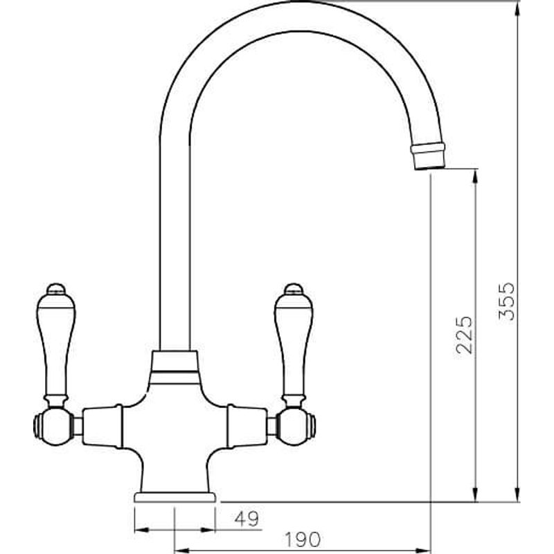 Turner Hastings Ludlow Double Mixer Tap with White Lever Handles - English Bronze - LU110DM-EB