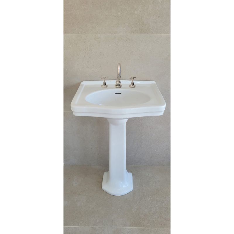 Turner Hastings Claremont 58 x 45 Pedestal Basin - Gloss White - No Tap Hole - CL582BP-NTH