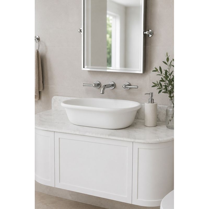 Turner Hastings Blanche 53 x 36 TitanCast Above Counter Basin - Satin White - BL530BA