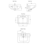 Turner Hastings Stafford 58 x 45 Wall Hung Basin - Gloss White - 3 Tap Holes - ST589BA-3TH