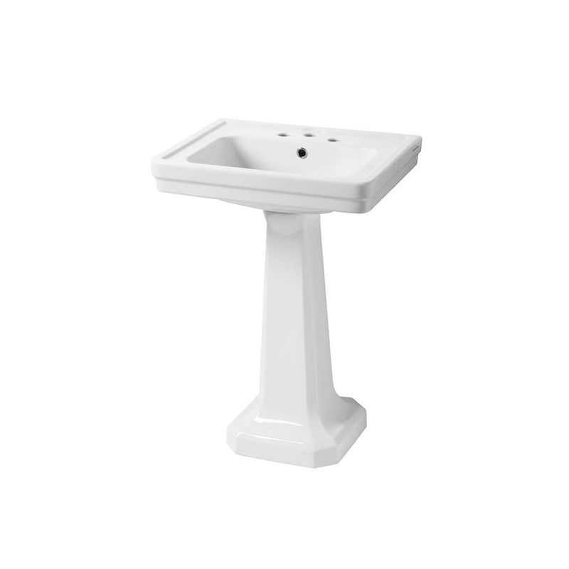 Turner Hastings Stafford 58 x 45 Pedestal Basin - Gloss White - 3 Tap Holes - ST589PE-3TH