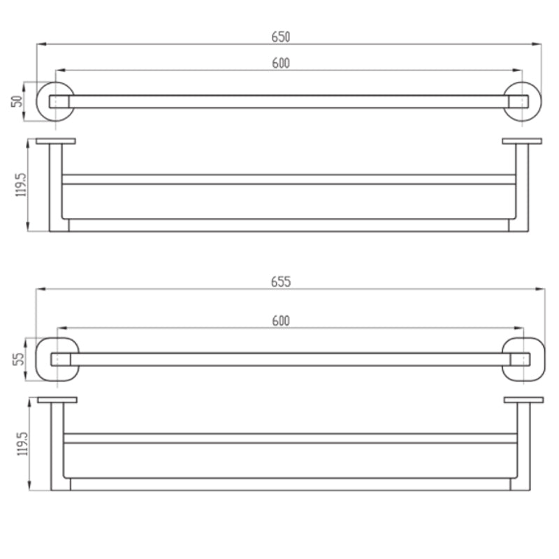Villeroy & Boch Architectura 600mm Double Towel Rail | Specifications