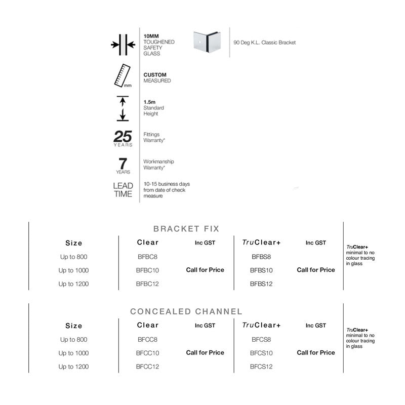Verotti Bathscreen Fixed Panel Spec