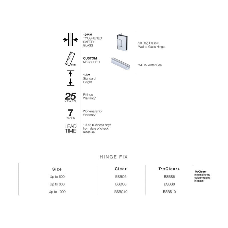 Verotti Bathscreen Swing Panel Spec