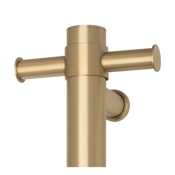 Thermorail 12V Round 900 Vertical Single Heated Towel Rail - VS900HBB Brushed Brass