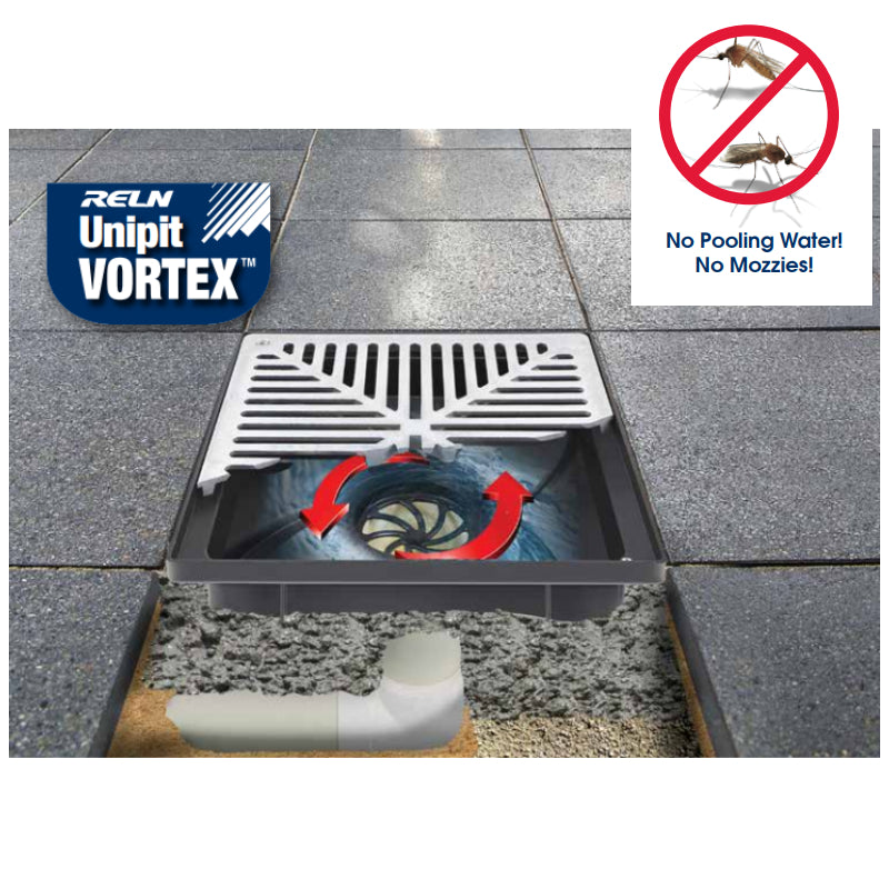 Reln Uni-Pit Vortex 200 complete with Flush Plain Aluminium Grate