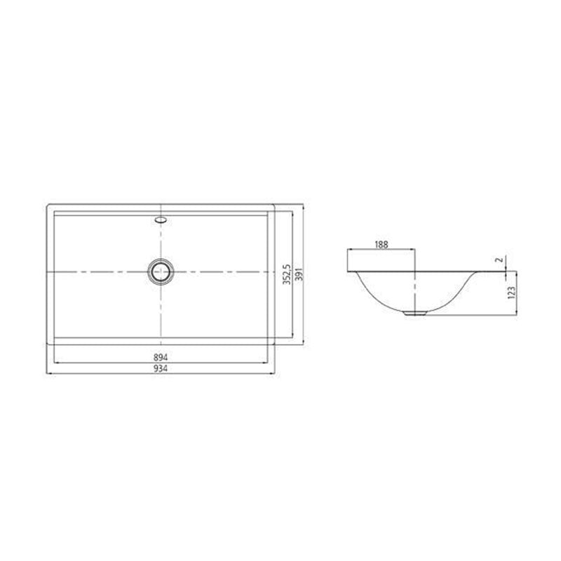 Kaldewei Silenio Undercounter Basin 934 x 391mm Specification