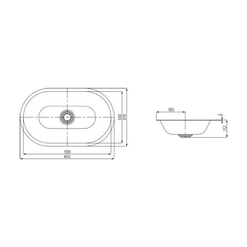 Kaldewei Centro Undercounter Basin 610 x 380 - Alpine White Specification