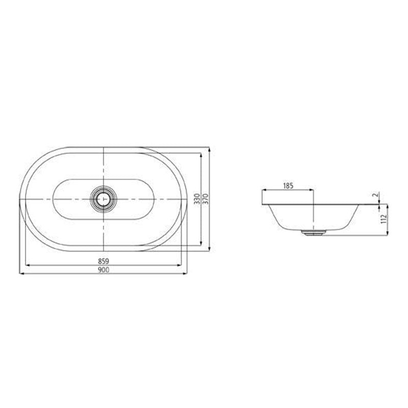Kaldewei Centro Undercounter Basin 910 x 380 - Alpine White Specification