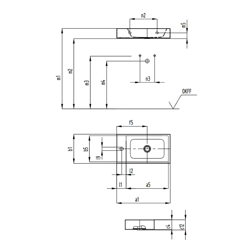 Kaldewei Puro Handrinse Wash Basin 550 x 300mm Specification