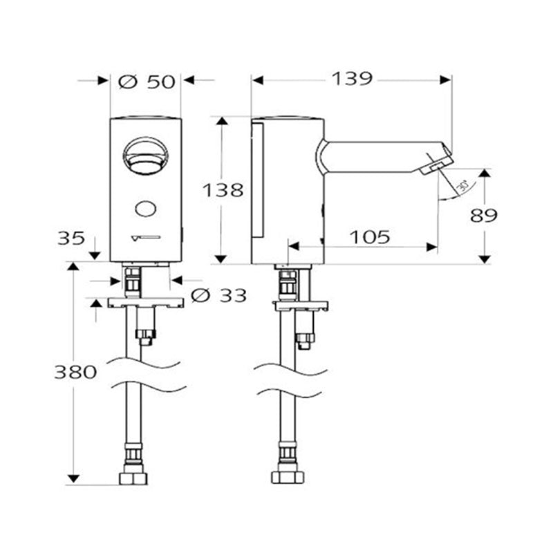 Schell Modus E Basin Tap Single Temperature Battery Specification