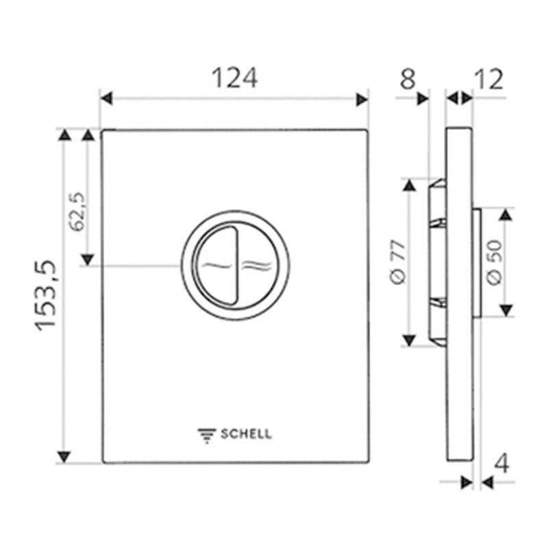 Schell Compact II WC Flush Plate High Pressure