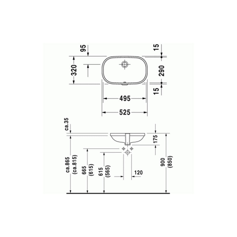 Duravit D-Code Undercounter Basin 495x290 specifications