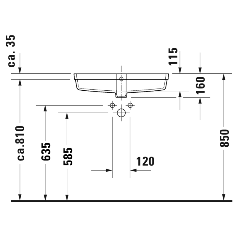 Duravit Vero Air Vanity Under Counter Basin 600 with Overflow - Gloss White