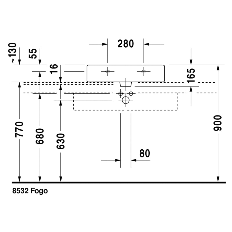 Duravit Washbasin 60cm Vero White With Tap Hole With Out Tap Hole, Grounded Specification