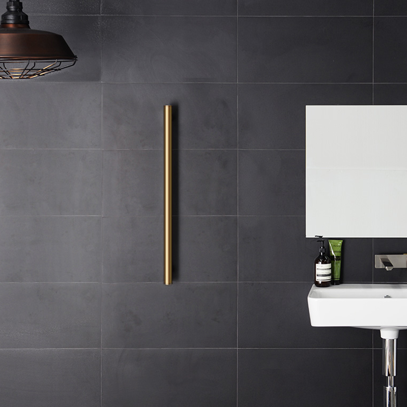 Hydrotherm Bespoke Tube 900 Single Towel Rail - Tumbled Brass