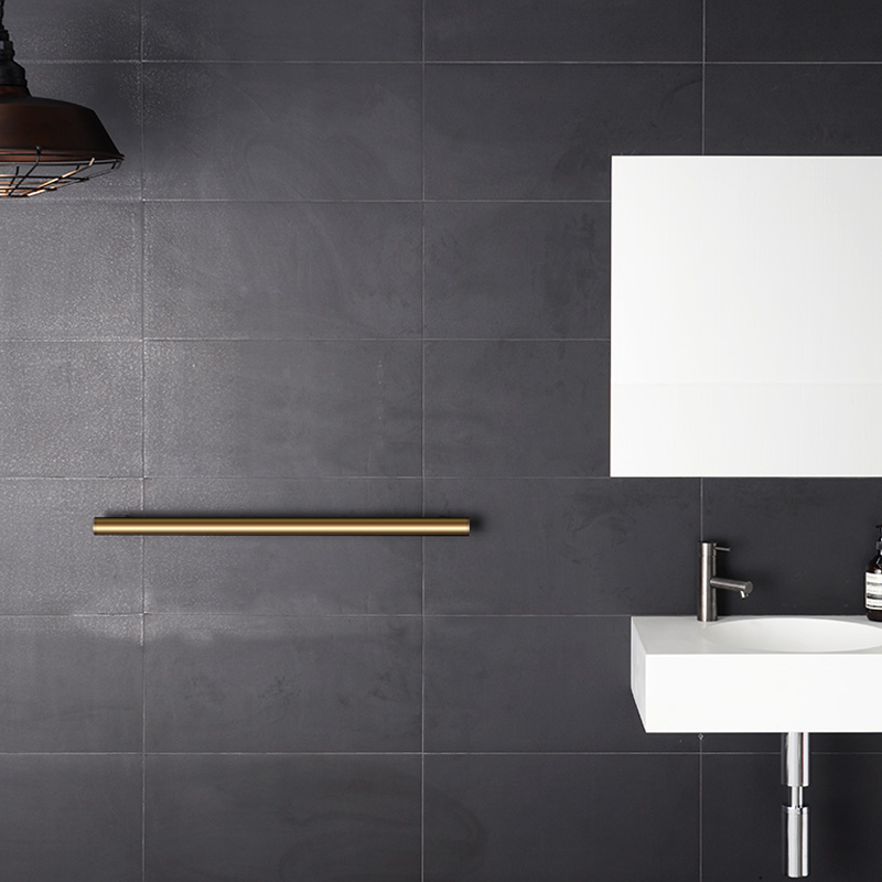 Hydrotherm Bespoke Tube 900 Single Towel Rail - Tumbled Brass