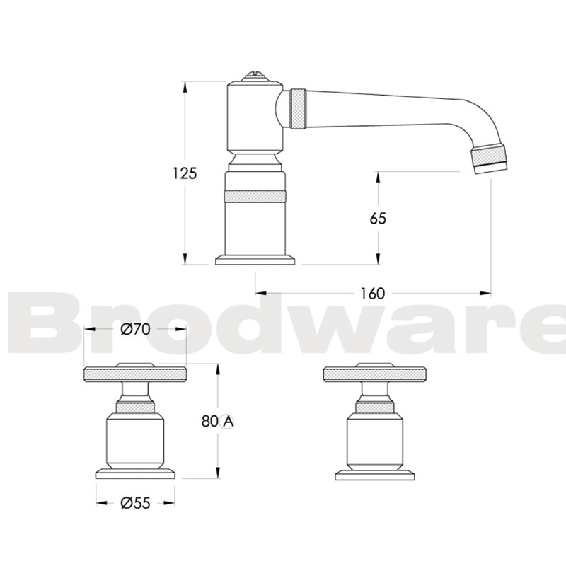 Brodware Industrica Basin Set - Cross Handles Spec