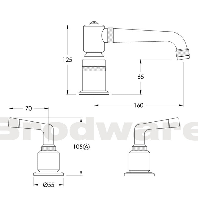 Brodware Industrica Basin Set - Metal Lever Handles  Spec