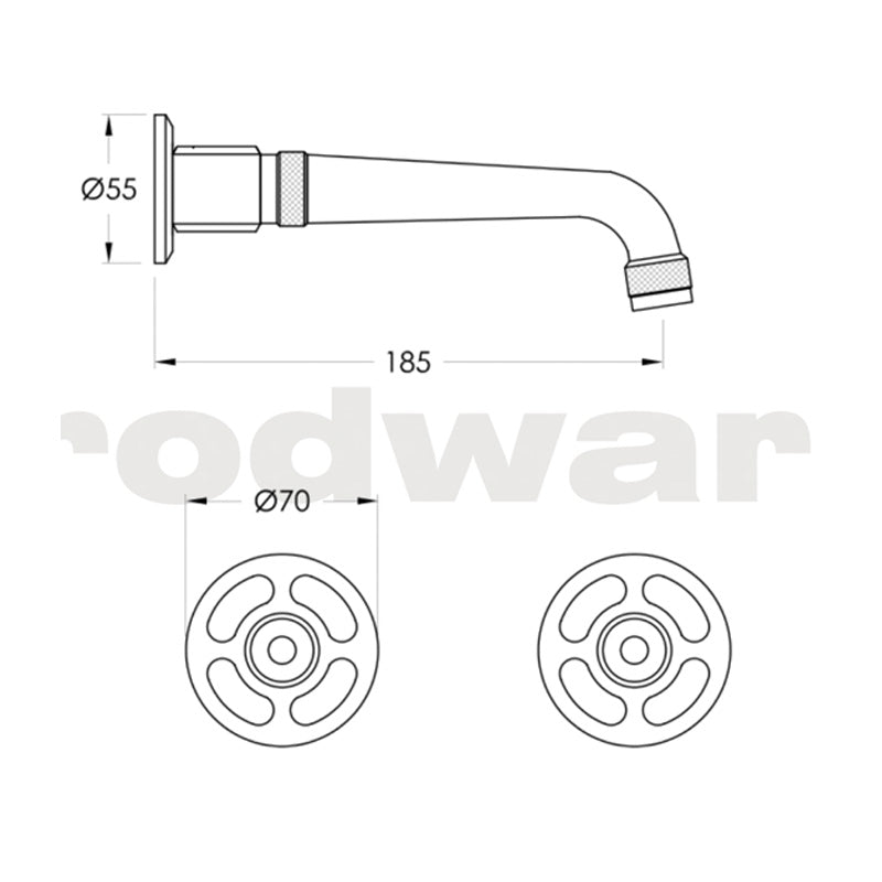 Brodware Industrica 3 Piece Wall Set - Cross Handles Spec