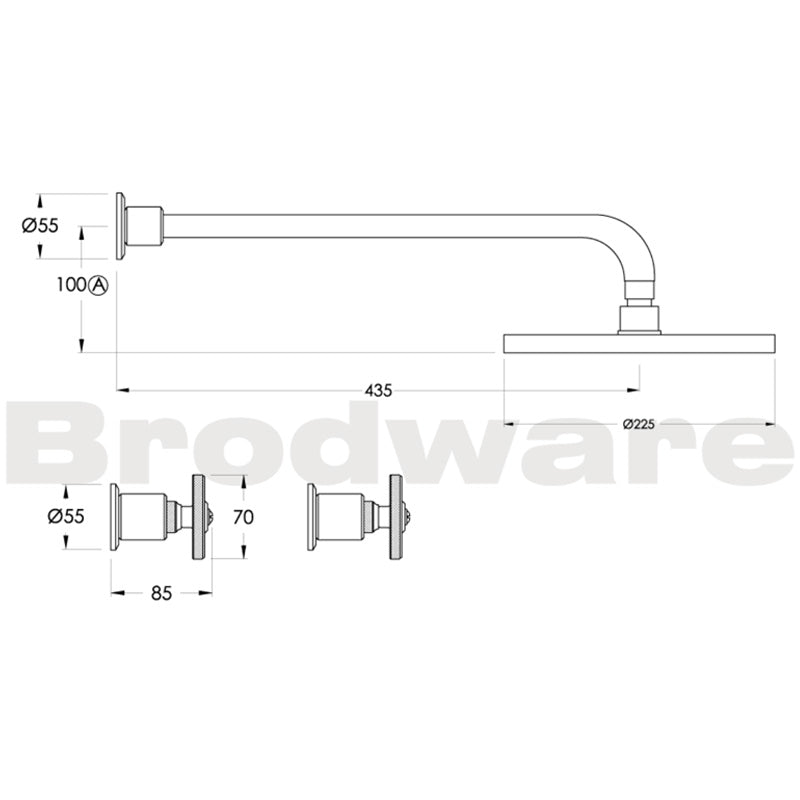 Brodware Industrica Shower Set - Cross Handles Spec