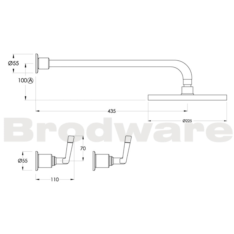 Brodware Industrica Shower Set - Metal Lever Handles Spec