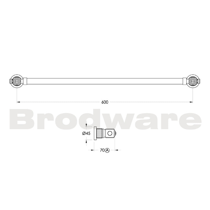 Brodware Industrica Single Towel Rail 600mm Specification