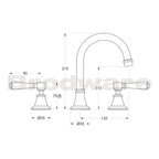 Brodware Neu England Basin Set Swivel Spout - Metal Levers Specification