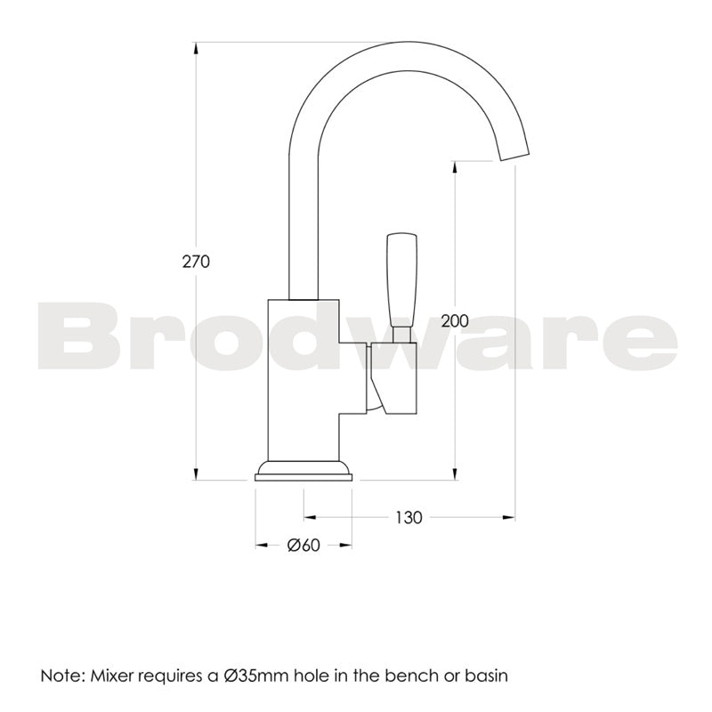 Brodware Manhattan Basin Mixer Swivel Spout Specification