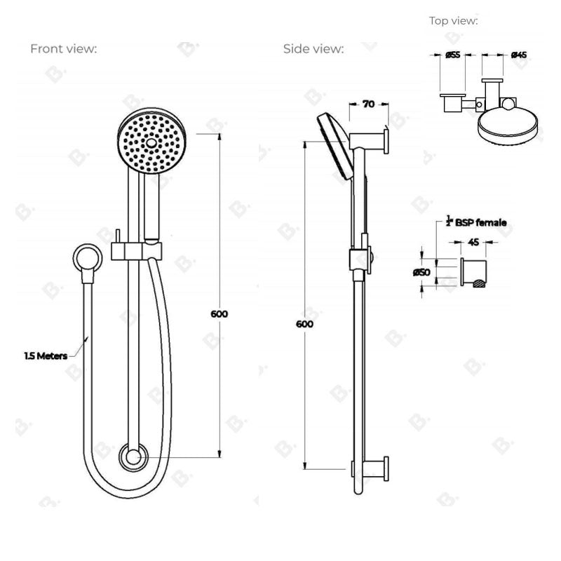 Brodware Manhattan Handshower Slider Set - 1.9134.03.0.G1