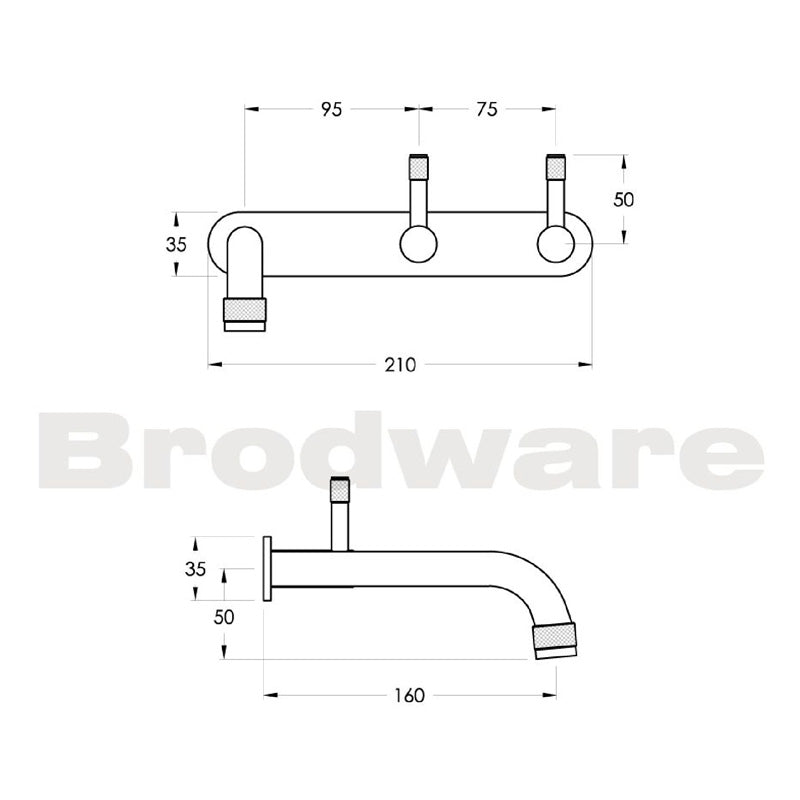 Brodware Yokato Wall Set 160mm Spout Specification
