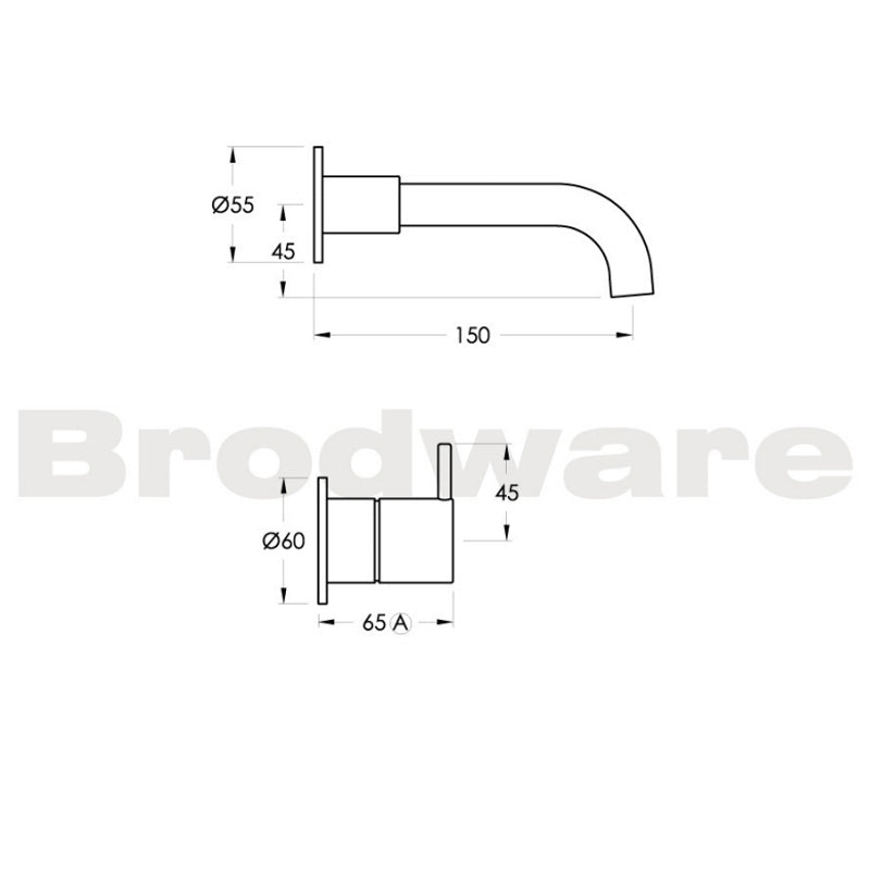 Brodware Minim 2 Piece Wall Set with 150mm spout - Chrome 1.9405.04.0.G1