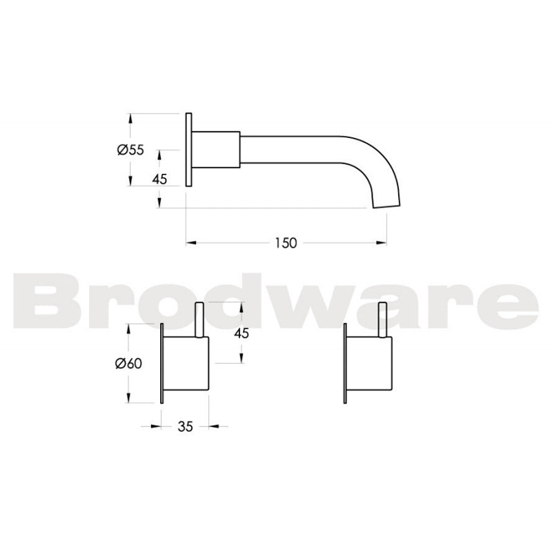 The Minim Wall Set with Left Sided Spout Spec
